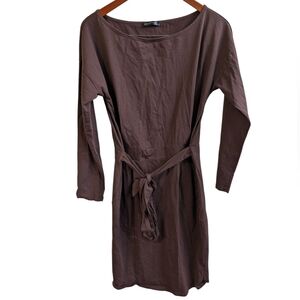 Prettygarden Mocha Brown Long Sleeve Knee Length Tie Front Dress Size Large